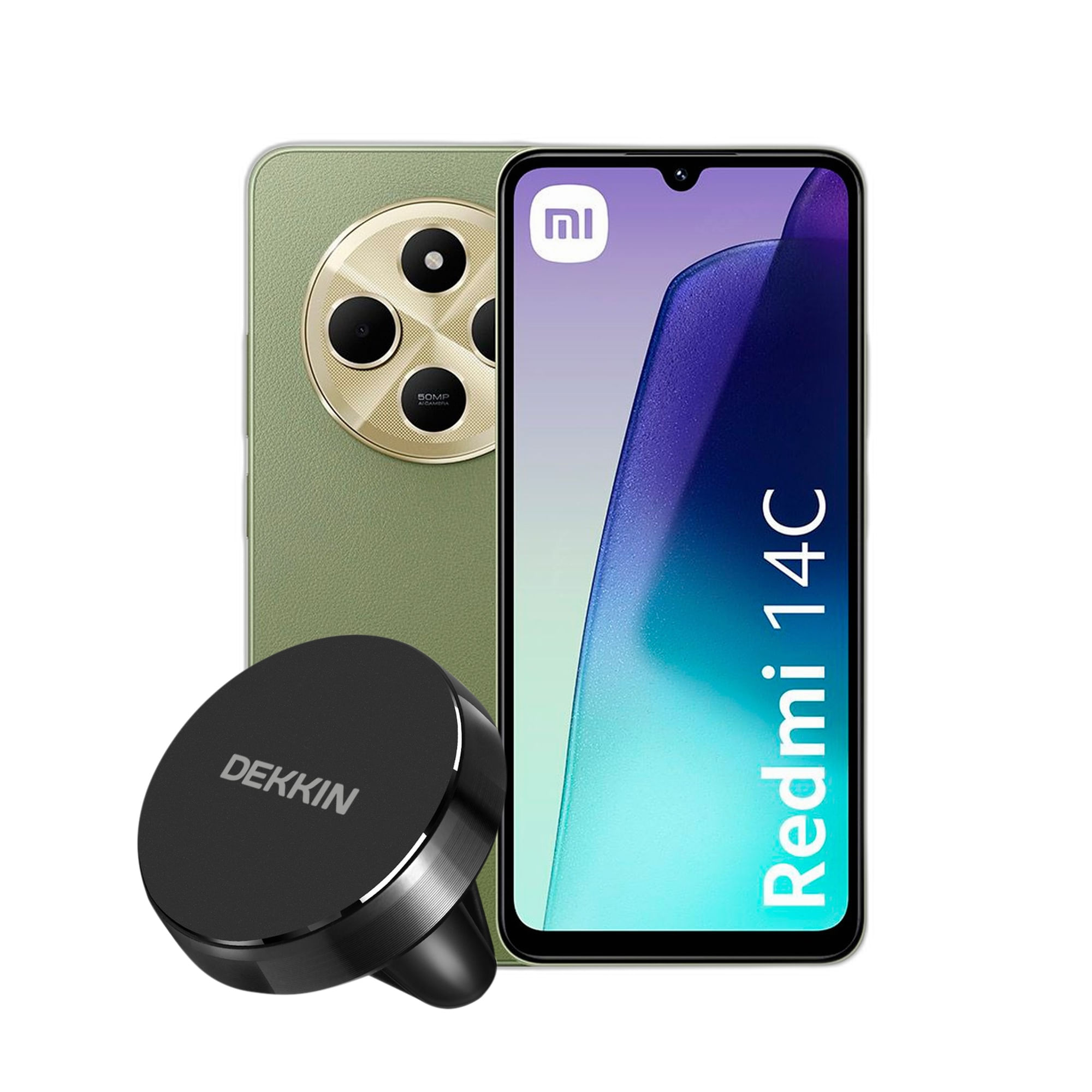 Combo Redmi 14C 4+256GB Sage Green + Car Holder Redondo Ventilación