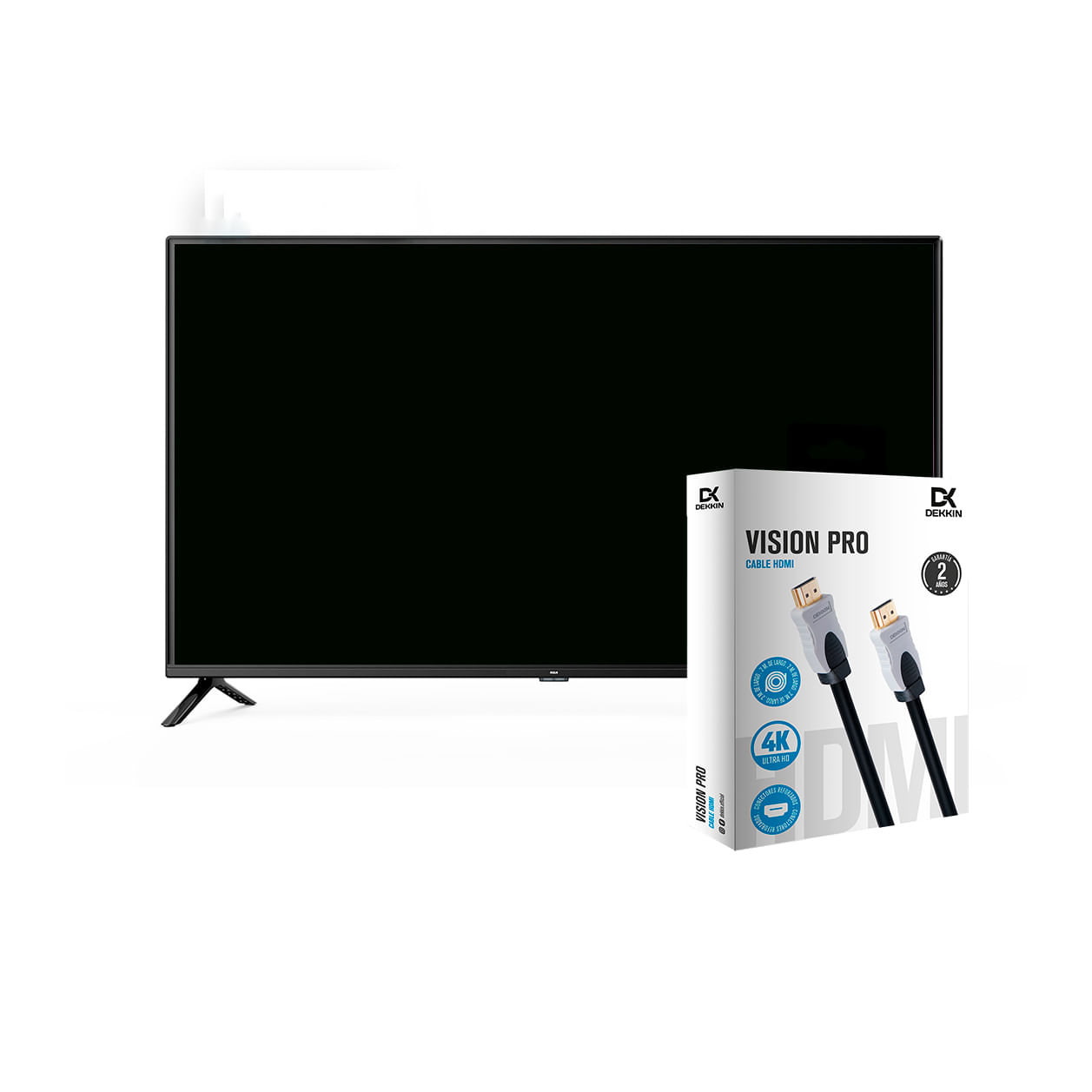Combo Smart TV RCA 65" 4K LED Android TV + Cable HDMI Dekkin 2m 4K