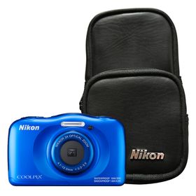 Camara Nikon W100 13.2 MP 3x Zoom Video Full HD a prueba de Agua Kit Azul